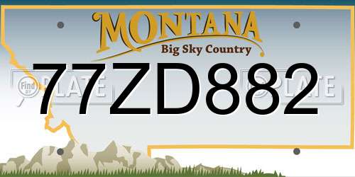 77ZD882 Montana License Plate