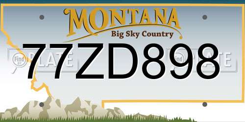 77ZD898 Montana License Plate