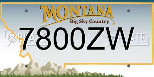 7800ZW Montana License Plate