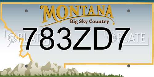 783ZD7 Montana License Plate