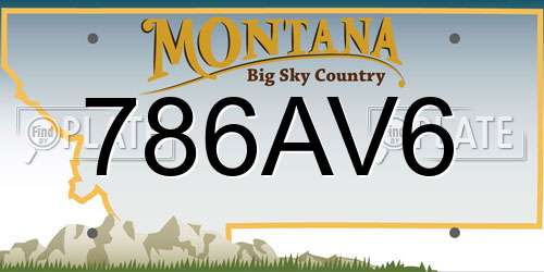 786AV6 Montana License Plate