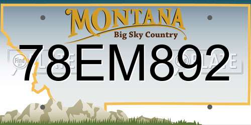 78EM892 Montana License Plate