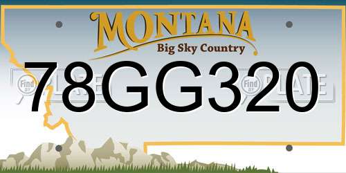 78GG320 Montana License Plate