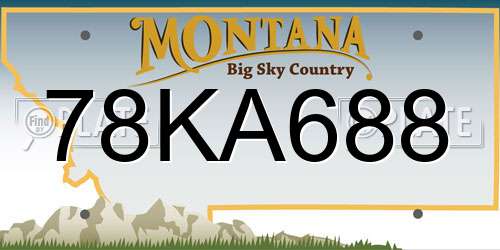 78KA688 Montana License Plate