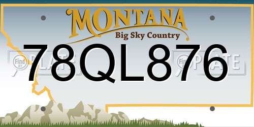 78QL876 Montana License Plate