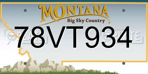 78VT934 Montana License Plate