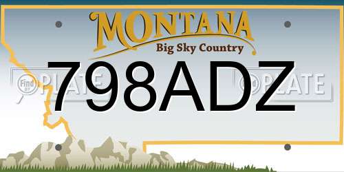 798ADZ Montana License Plate