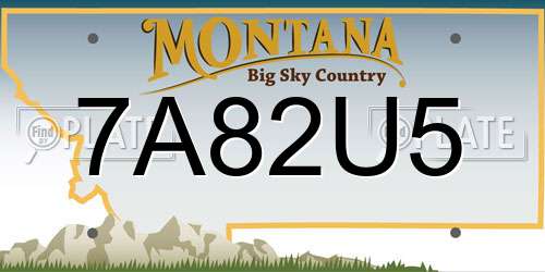 7A82U5 Montana License Plate
