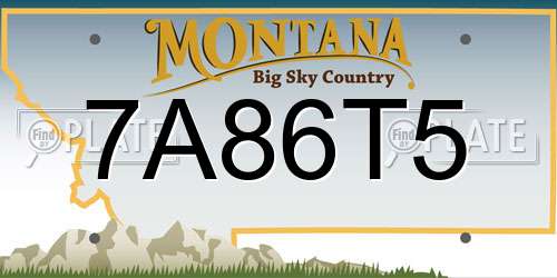 7A86T5 Montana License Plate