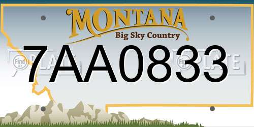 7AA0833 Montana License Plate