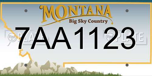 7AA1123 Montana License Plate