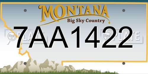7AA1422 Montana License Plate