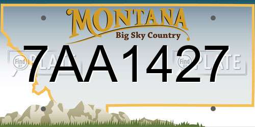 7AA1427 Montana License Plate