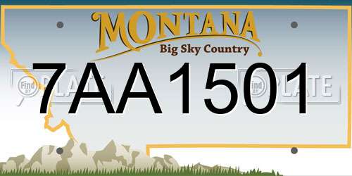 7AA1501 Montana License Plate
