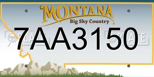 7AA3150 Montana License Plate