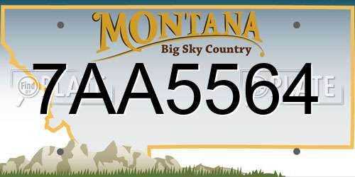 7AA5564 Montana License Plate
