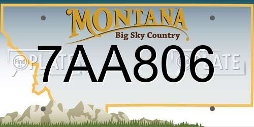 7AA806 Montana License Plate