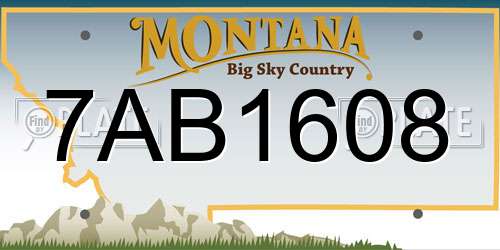 7AB1608 Montana License Plate