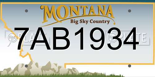 7AB1934 Montana License Plate