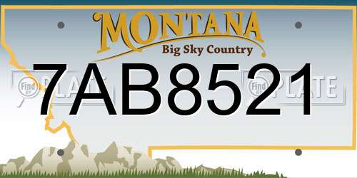 7AB8521 Montana License Plate