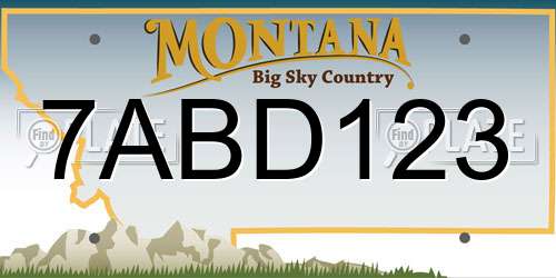 7ABD123 Montana License Plate