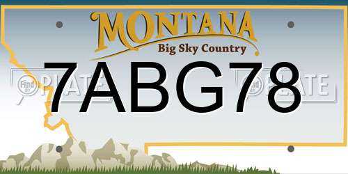 7ABG78 Montana License Plate