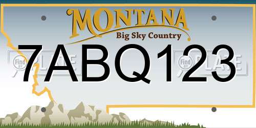 7ABQ123 Montana License Plate