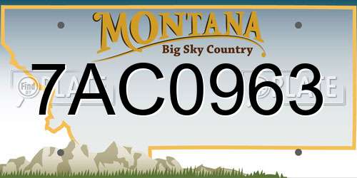 7AC0963 Montana License Plate