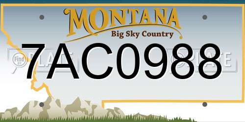 7AC0988 Montana License Plate