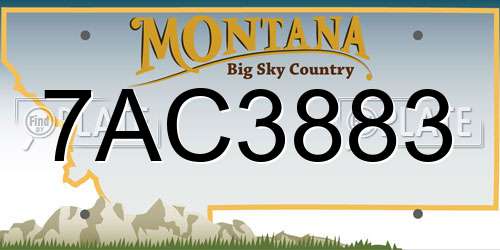 7AC3883 Montana License Plate