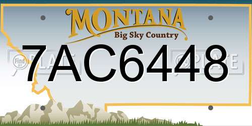 7AC6448 Montana License Plate