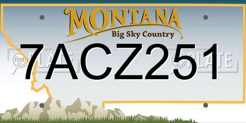 7ACZ251 Montana License Plate