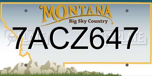 7ACZ647 Montana License Plate