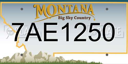 7AE1250 Montana License Plate