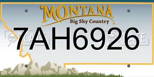 7AH6926 Montana License Plate