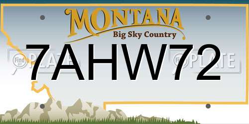 7AHW72 Montana License Plate