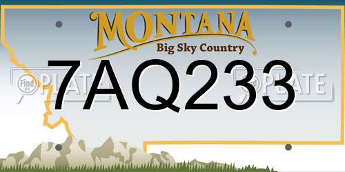 7AQ233 Montana License Plate