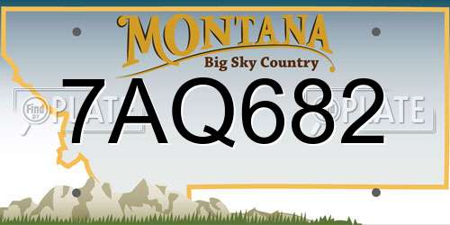 7AQ682 Montana License Plate