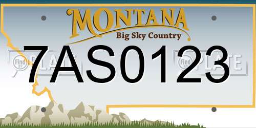 7AS0123 Montana License Plate