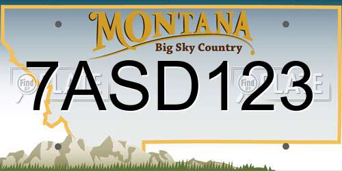 7ASD123 Montana License Plate