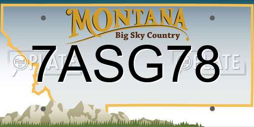 7ASG78 Montana License Plate