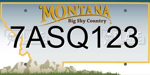 7ASQ123 Montana License Plate
