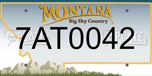 7AT0042 Montana License Plate