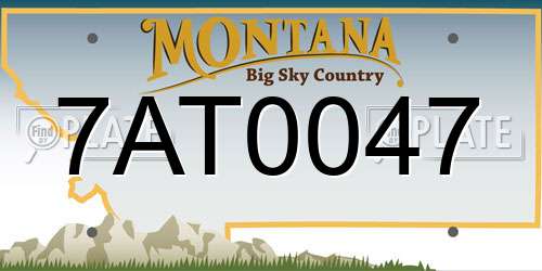 7AT0047 Montana License Plate