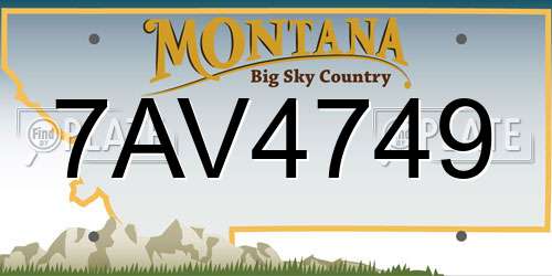 7AV4749 Montana License Plate