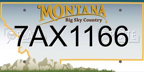 7AX1166 Montana License Plate