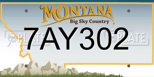 7AY302 Montana License Plate