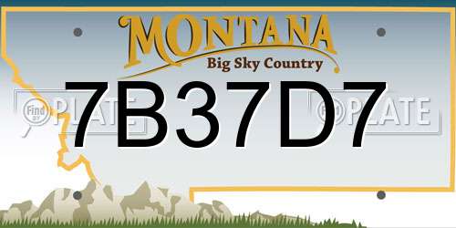 7B37D7 Montana License Plate