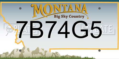 7B74G5 Montana License Plate