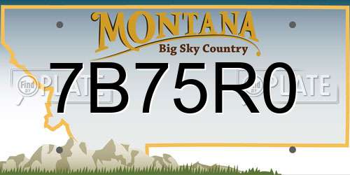 7B75R0 Montana License Plate